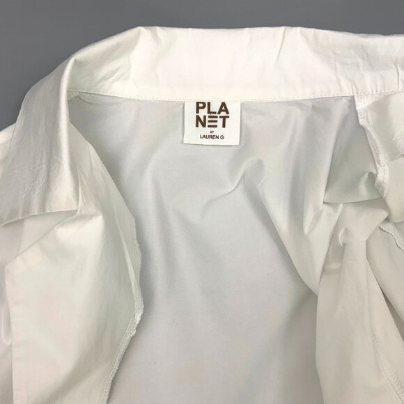 Planet By Lauren G White Cotton Button Up Swing Fit Shirt One Size Fits All - Picture 16 of 16